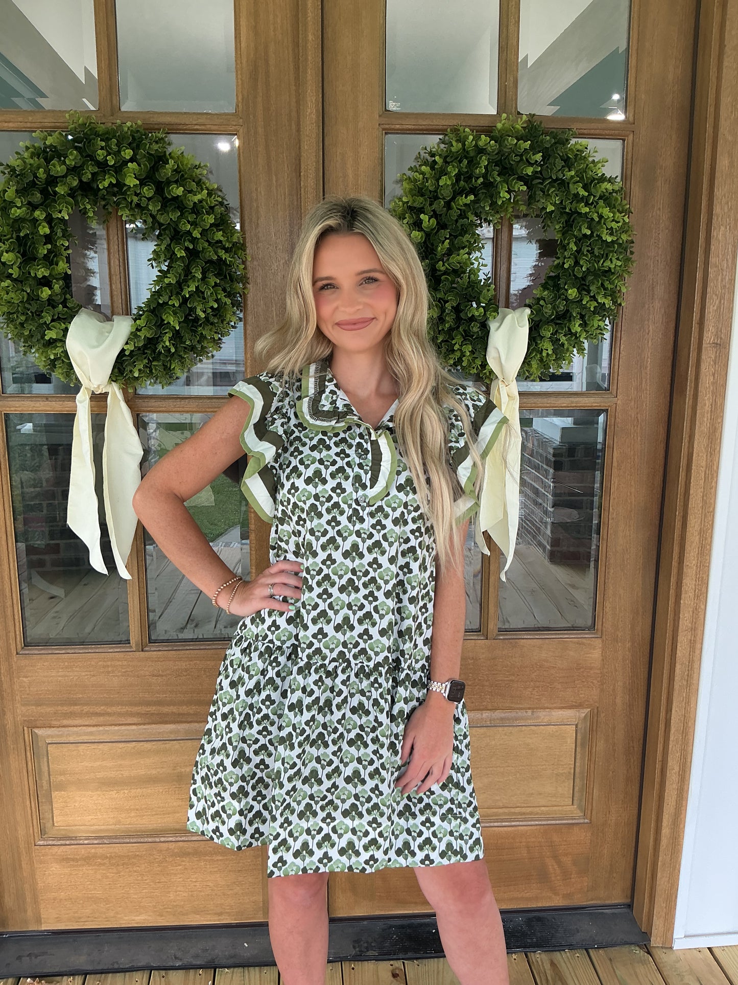 Olive Bloom Ruffle dress