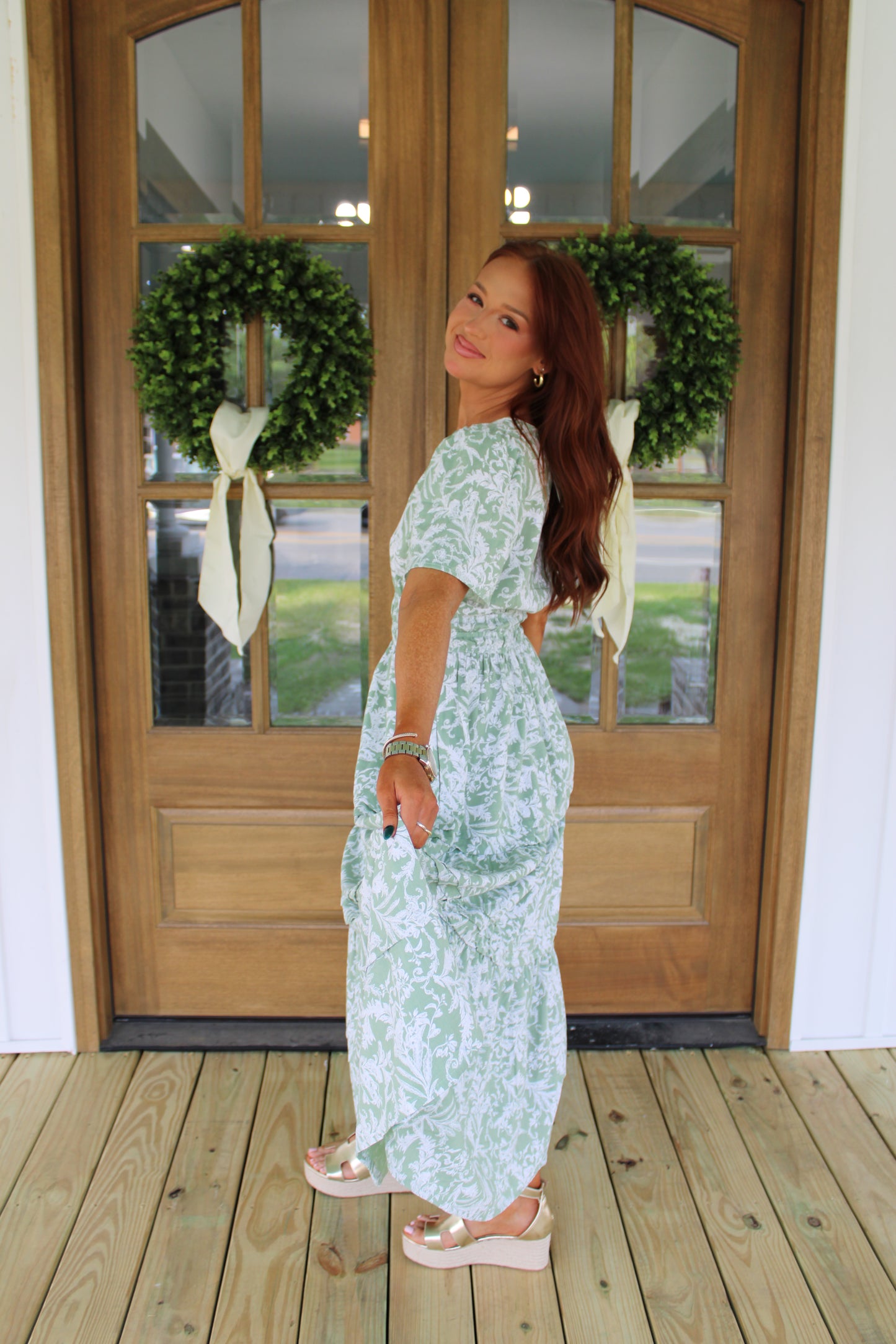 Willow Green Floral Maxi Dress