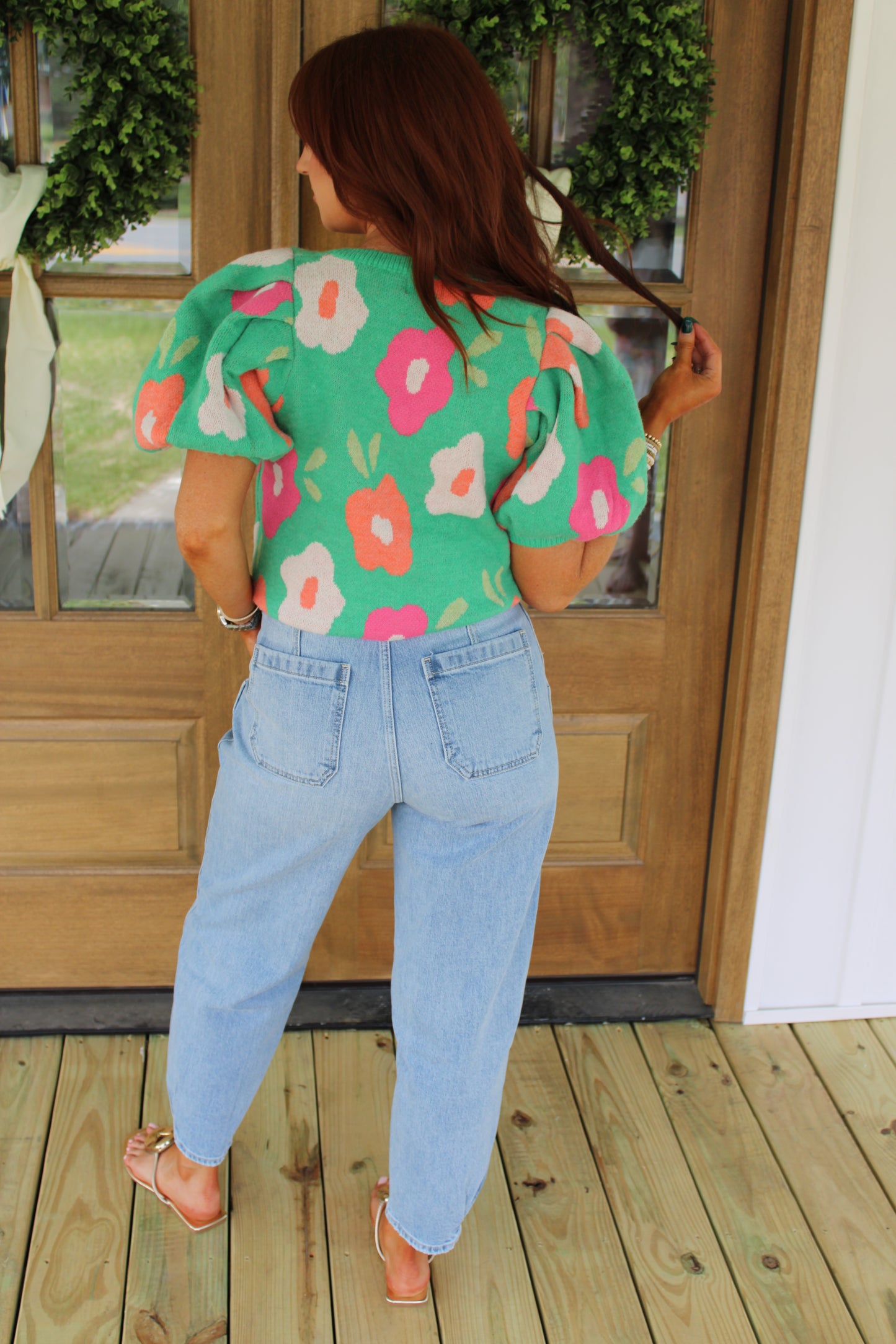Garden Bloom Puff Sleeve Sweater