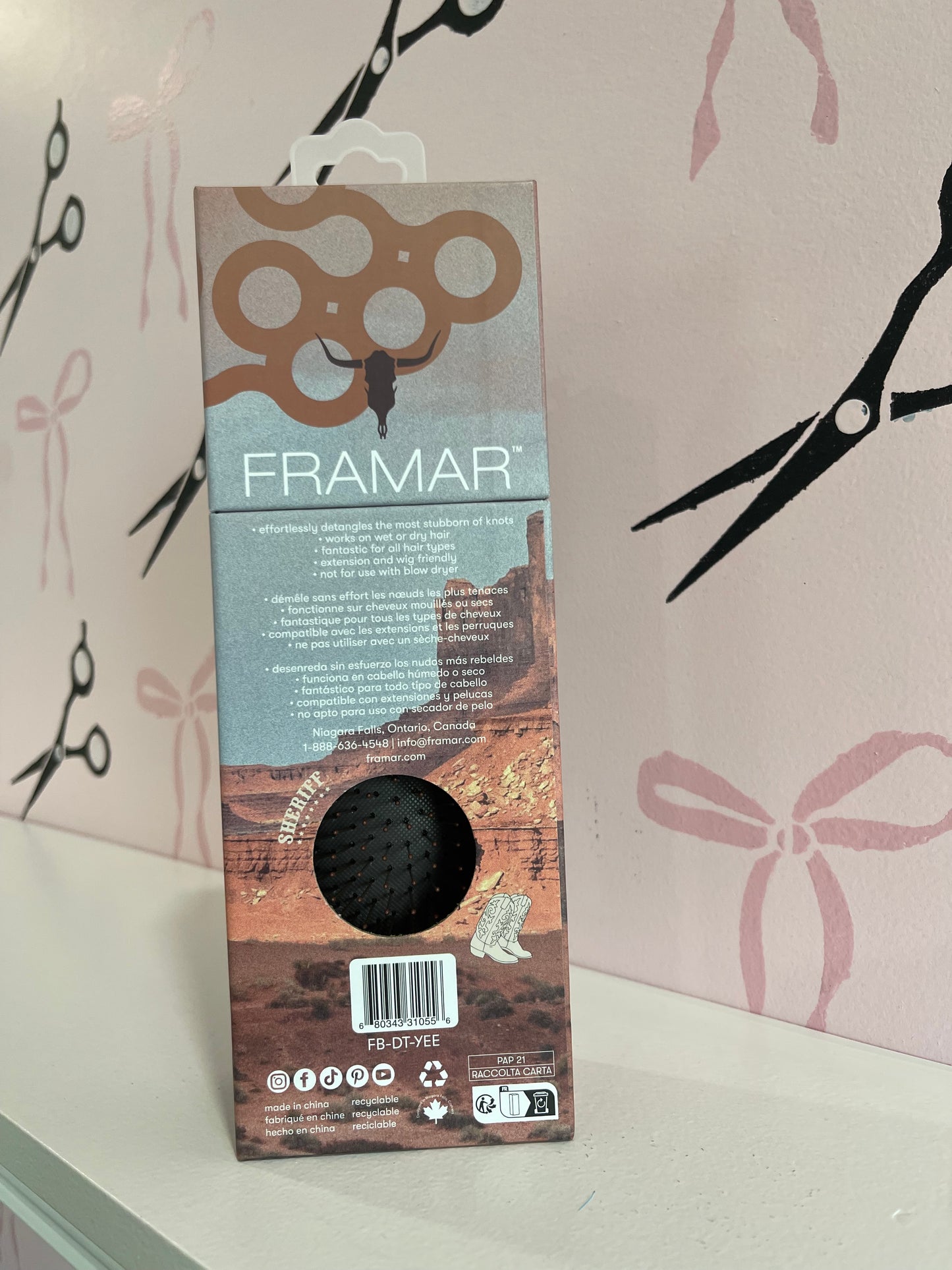 FRAMAR Cow Print Hair Brush