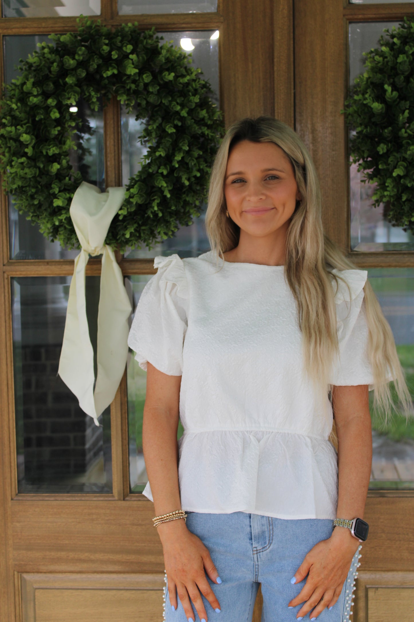 Whisper White Ruffle Blouse
